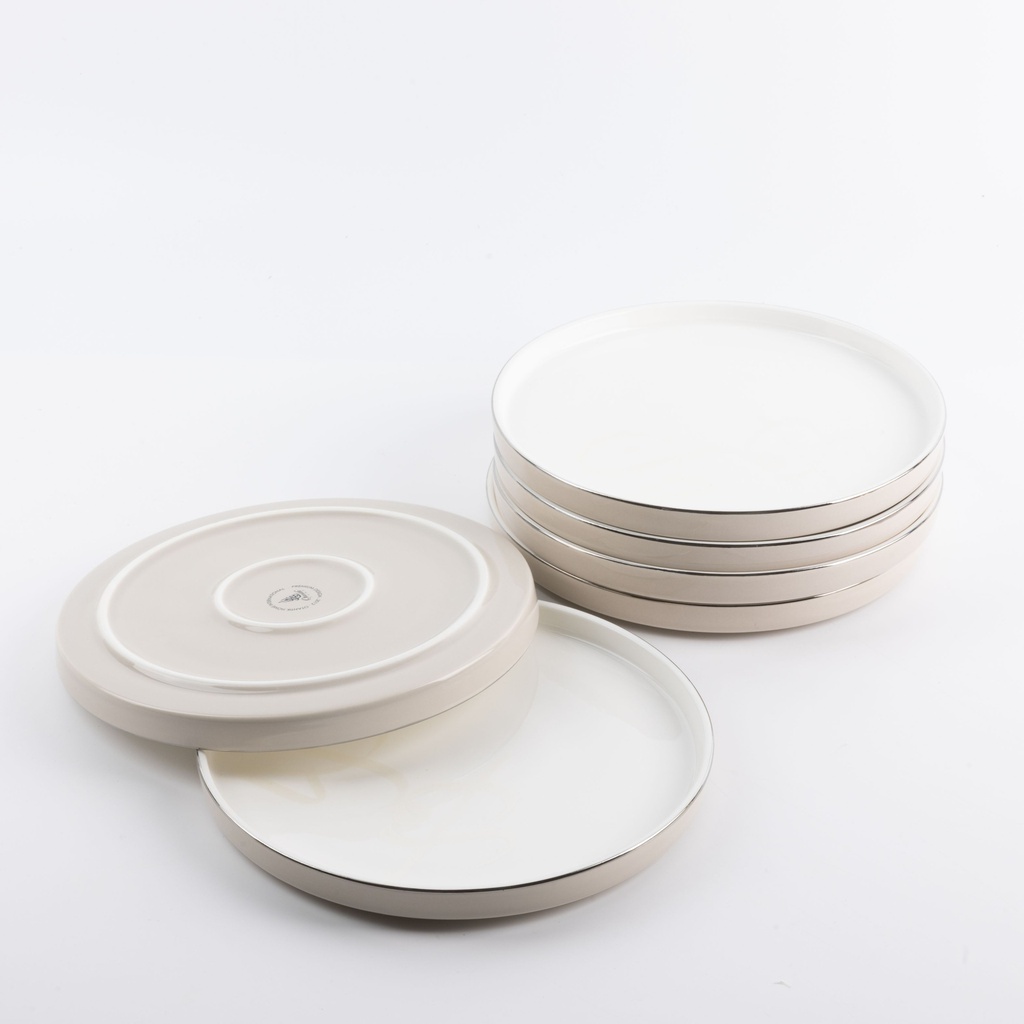 Serving Plates 6 Pcs From Jiwar -  Beige + Silver 