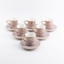 Porcelain Tea Set 12 Pcs From Jiwar -  Purple + Gold